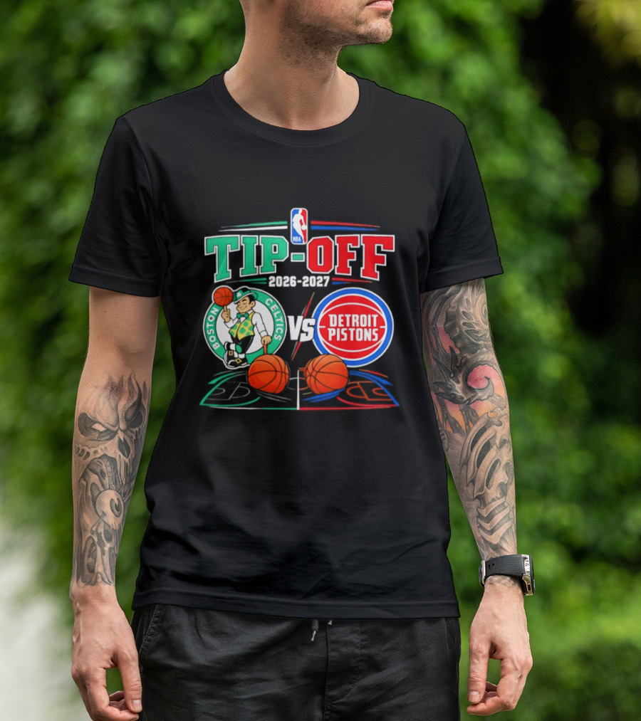 NBA Tip Off 2026 2027 Boston Celtics Vs Detroit Pistons Opening Night T-Shirt