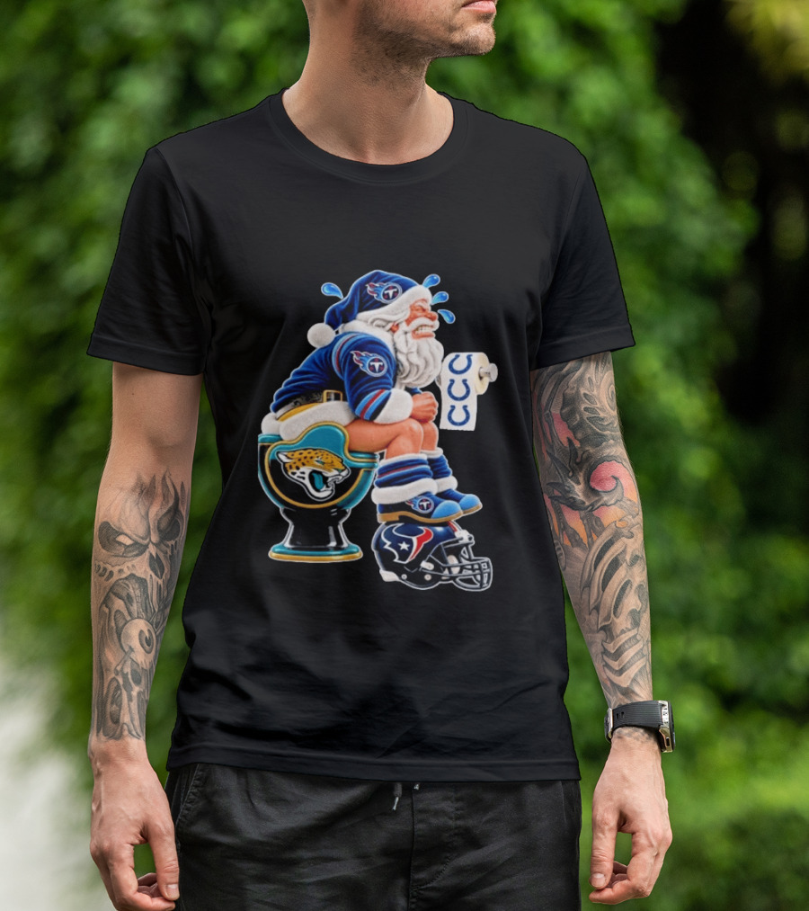 Tennessee Titans Santa Crying Jaguars Toilet Texans Helmet Colts Toilet Paper Christmas Football T-Shirt