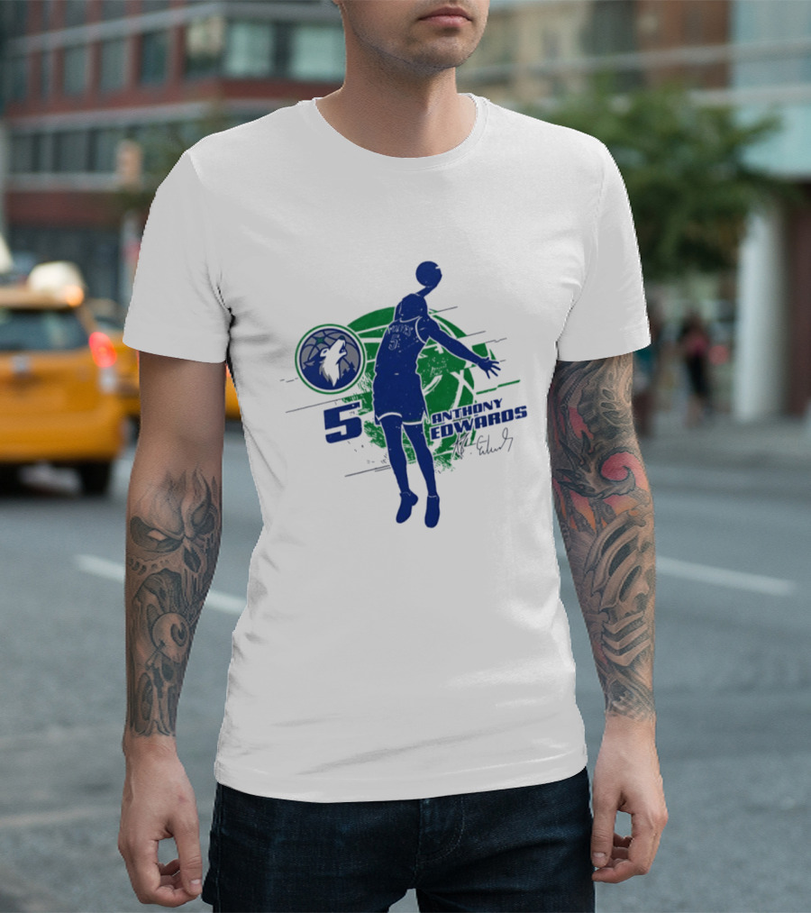 Minnesota Timberwolves Anthony Edwards 5 Basketball Jump 2026 T-Shirt