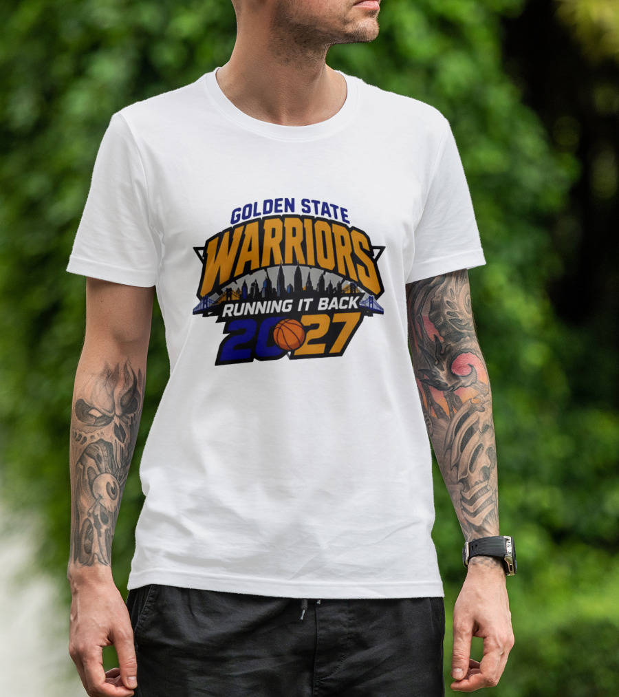 Golden State Warriors Running It Back 2027 Skyline NBA Basketball T-Shirt