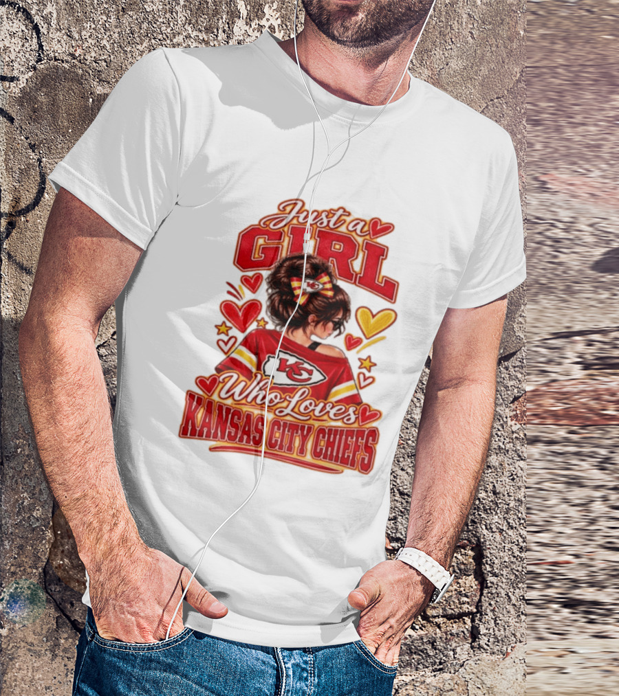 Just A Girl Who Loves Kansas City Chiefs KC Fan Heart Stars T-Shirt