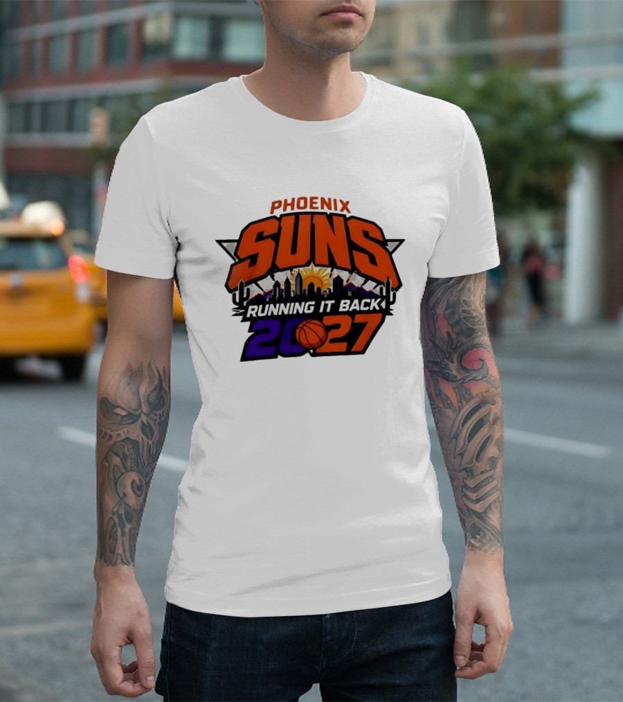 Phoenix Suns Running It Back 2027 NBA Skyline Basketball T-Shirt