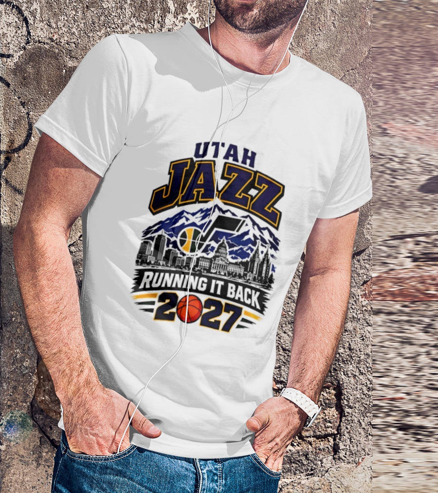 Utah Jazz Basketball Running It Back 2027 Skyline T-Shirt