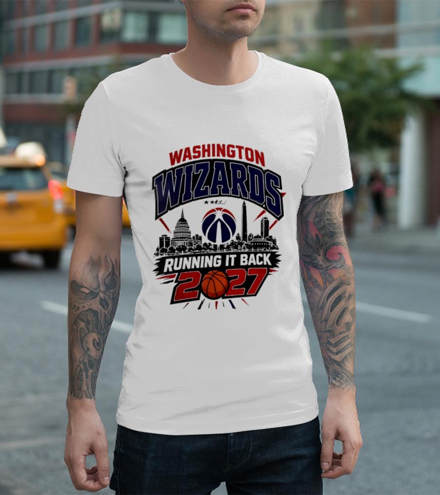 Washington Wizards 2027 Running It Back With Basketball And Skyline T-Shirt