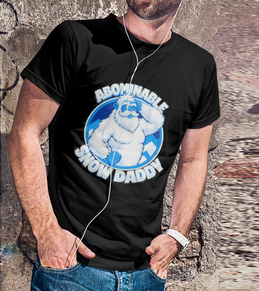 Abominable Snow Daddy Yeti Bigfoot Sasquatch Ice Blue Circle T-Shirt