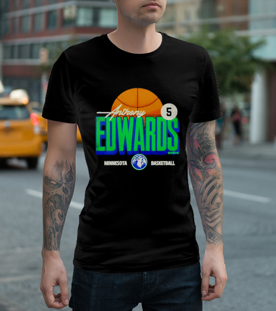 Anthony Edwards 5 Minnesota Basketball Timberwolves Player T-Shirt