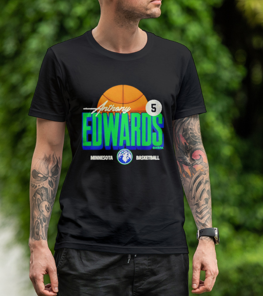Anthony Edwards 5 Minnesota Basketball Timberwolves Player T-Shirt
