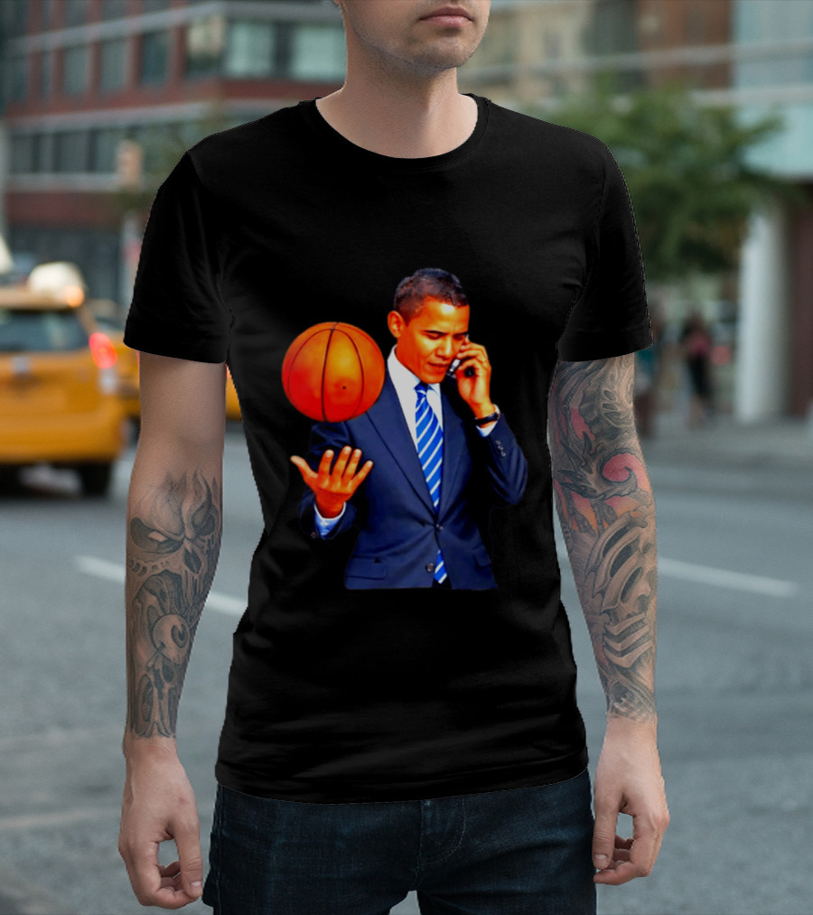 Barack Obama Basketball Phone Call In Suit And Tie T-Shirt