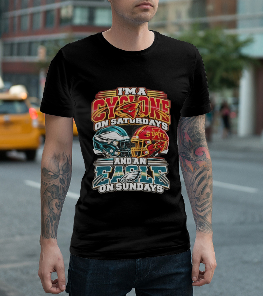 I'm A Cyclone On Saturdays And A Eagle On Sundays Helmet Fan Gear T-Shirt