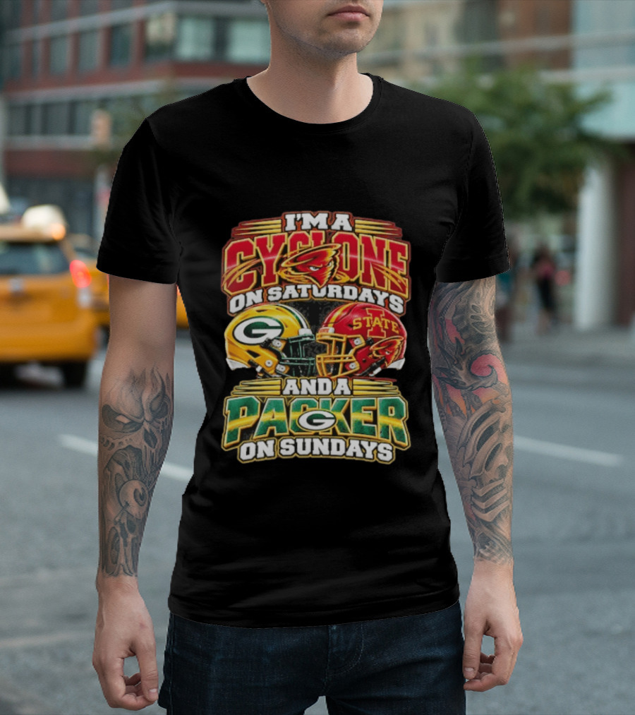 I'm A Cyclone On Saturdays State Helmet And A Packer On Sundays T-Shirt