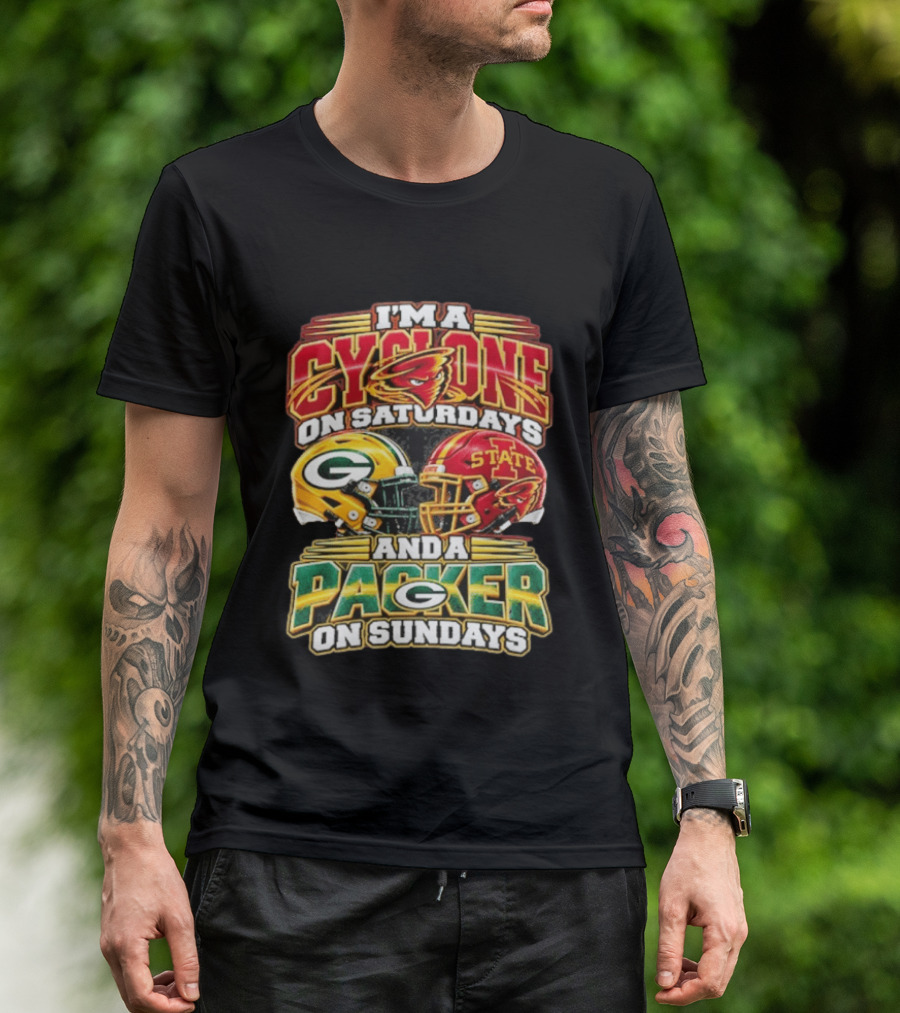 I'm A Cyclone On Saturdays State Helmet And A Packer On Sundays T-Shirt