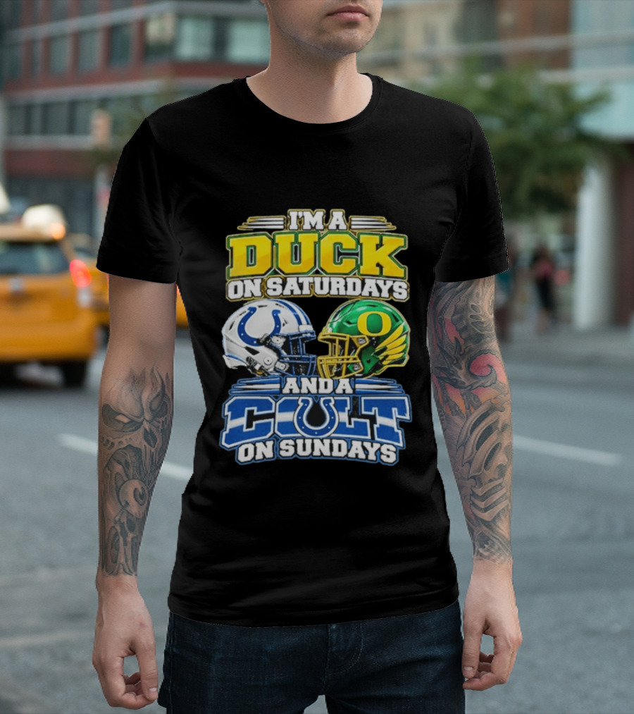 I'm A Duck On Saturdays And A Colt On Sundays Helmet Clash T-Shirt