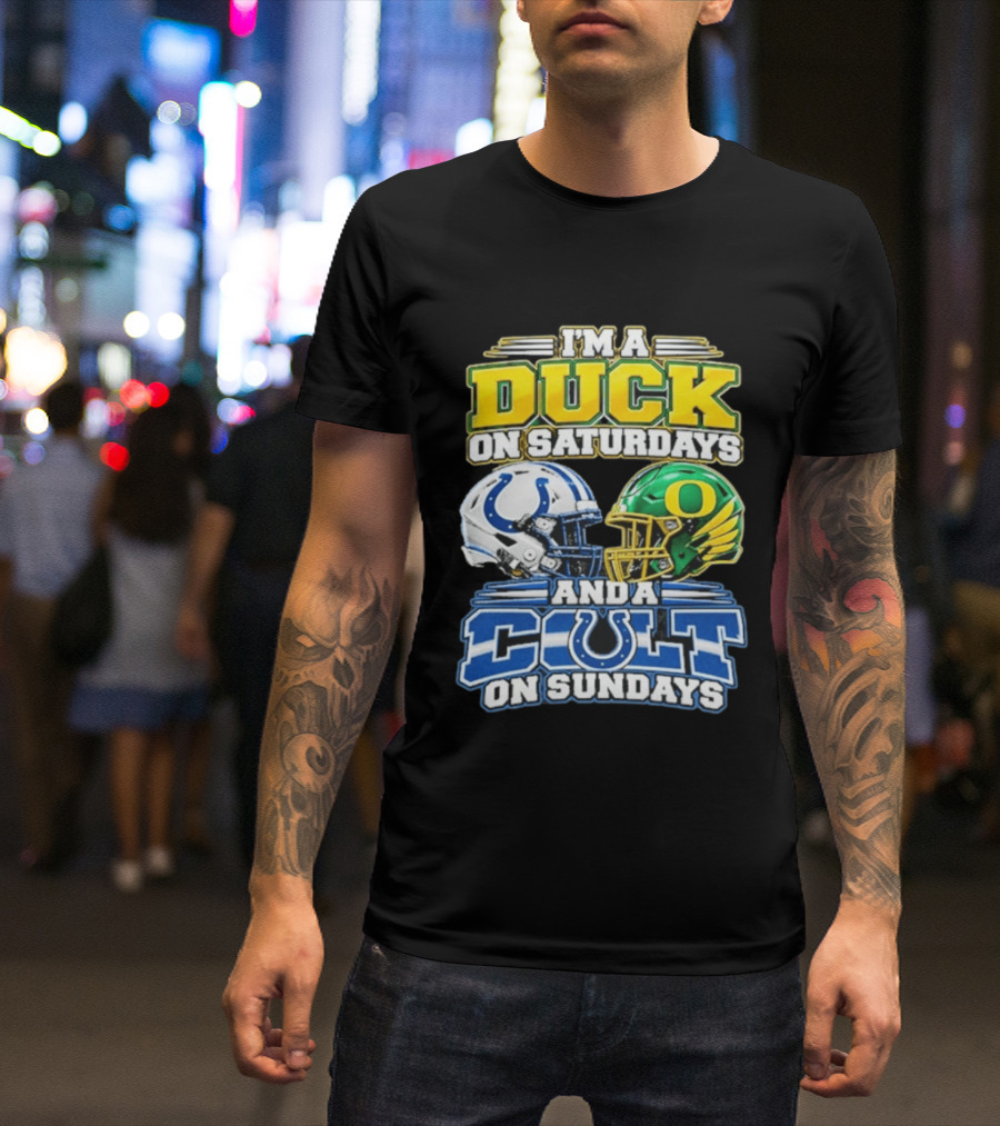 I'm A Duck On Saturdays And A Colt On Sundays Helmet Clash T-Shirt