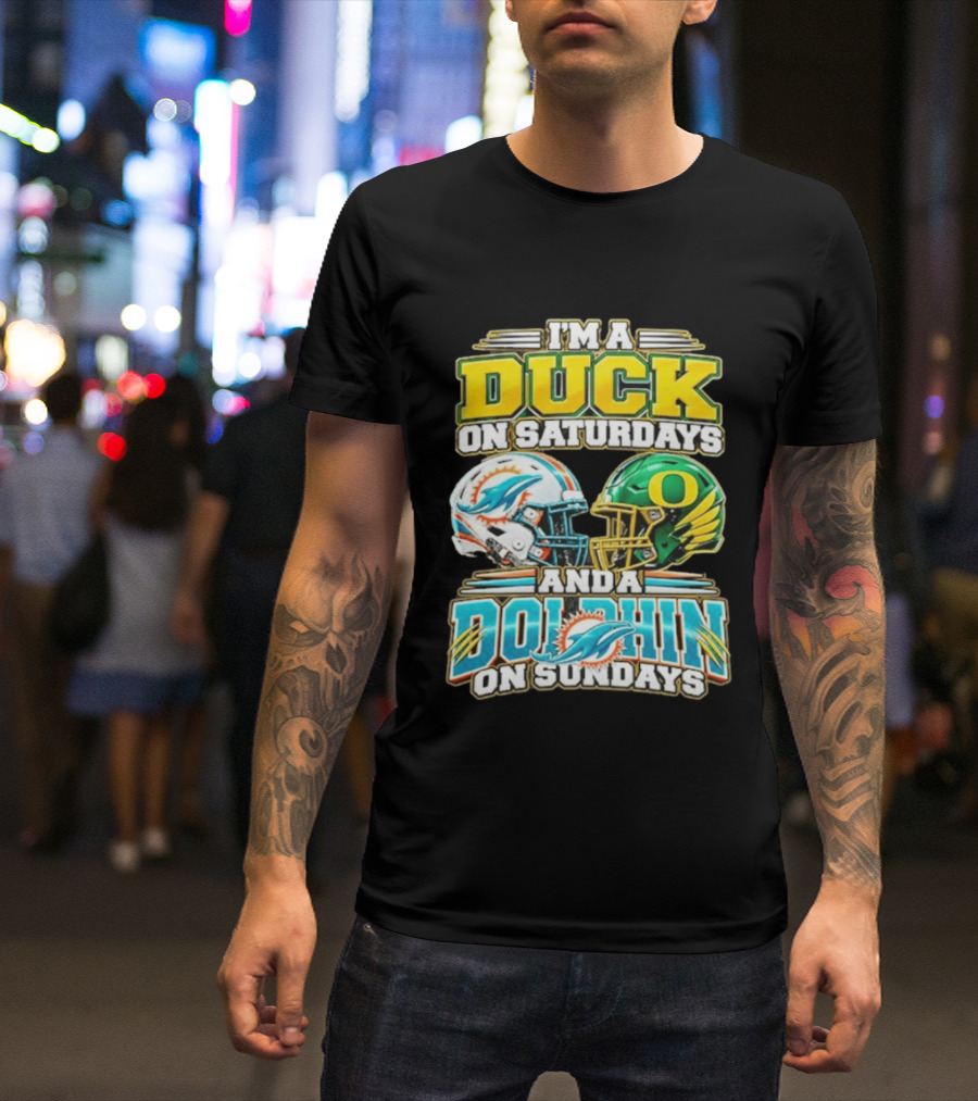 I'm A Duck On Saturdays And A Dolphin On Sundays Football Helmets T-Shirt