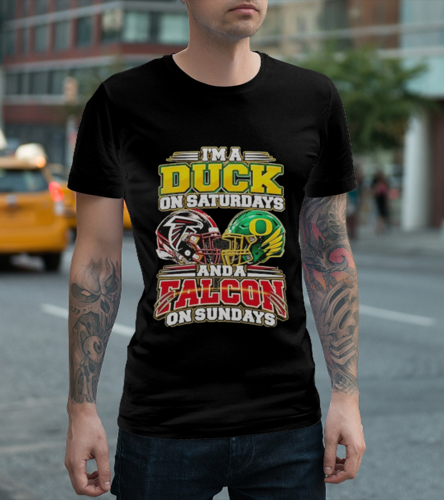 I'm A Duck On Saturdays And A Falcon On Sundays Football Helmets T-Shirt