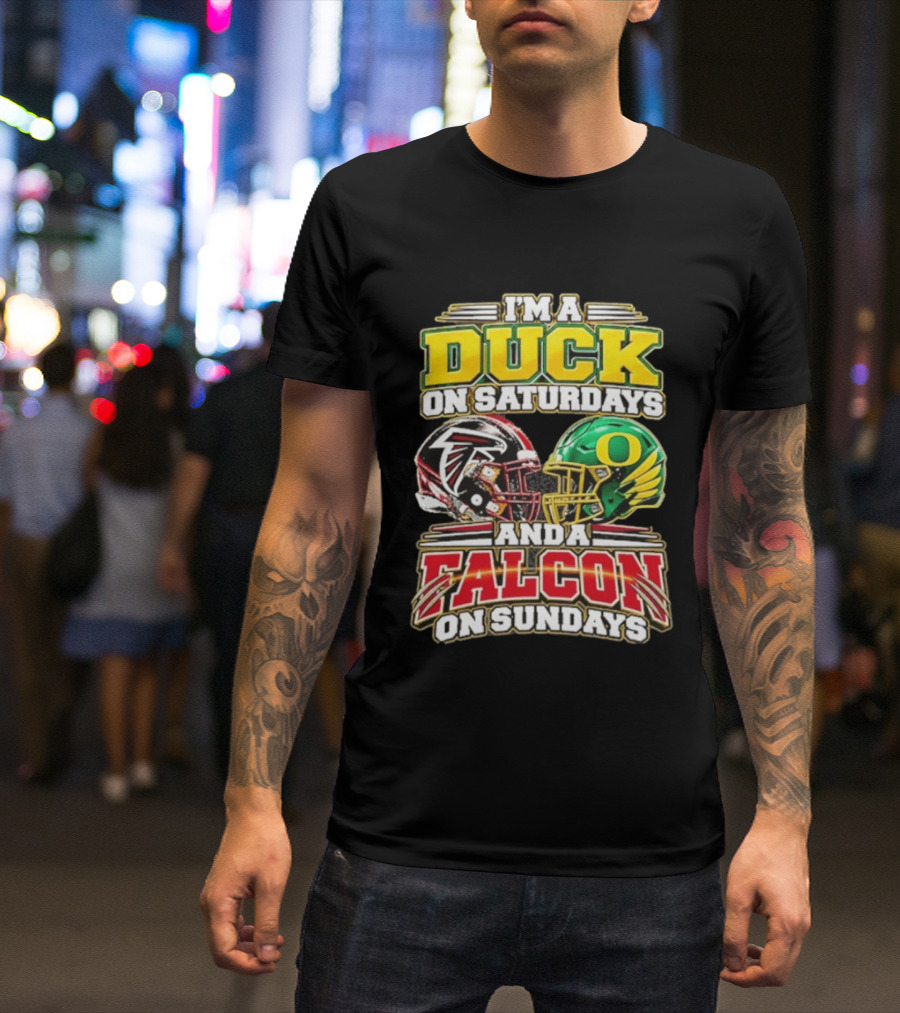 I'm A Duck On Saturdays And A Falcon On Sundays Football Helmets T-Shirt