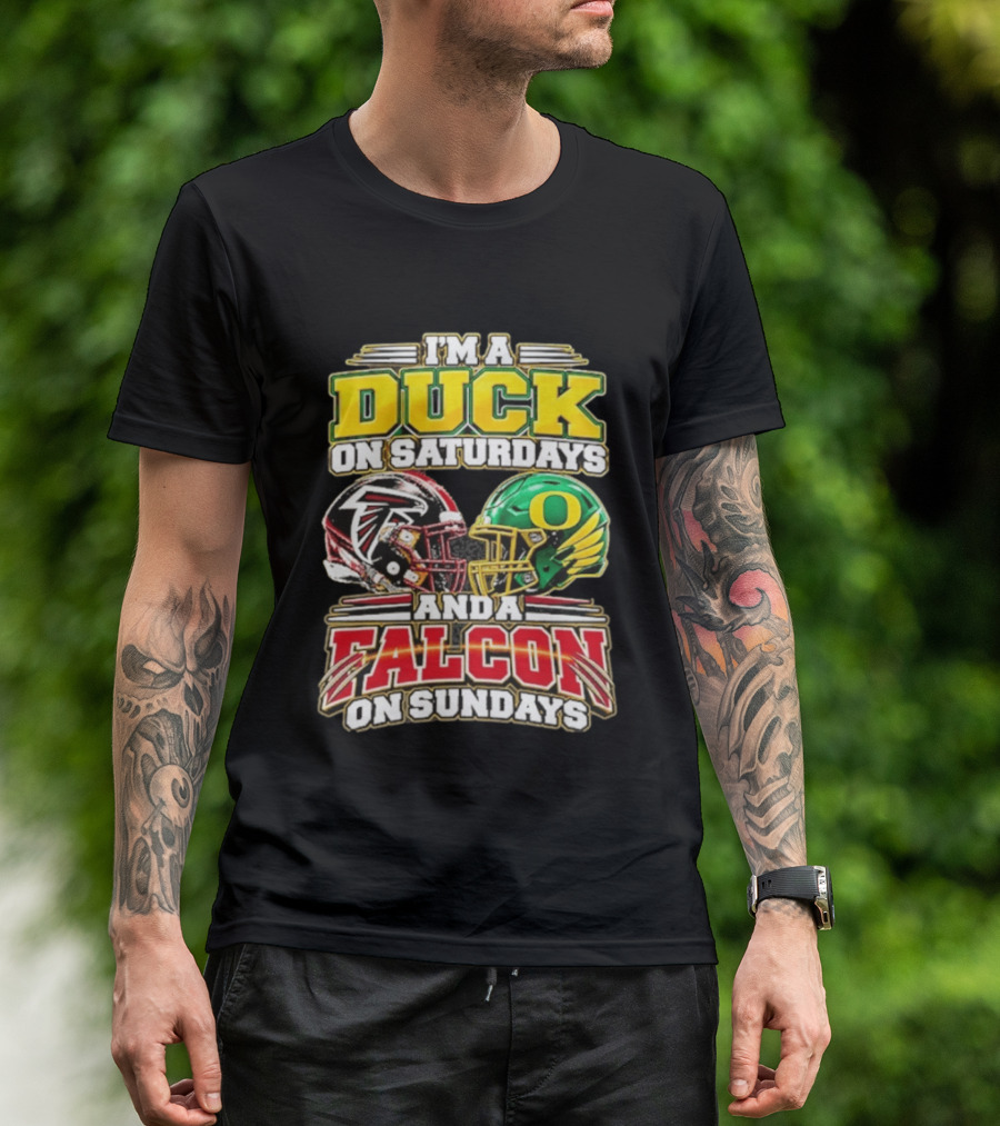 I'm A Duck On Saturdays And A Falcon On Sundays Football Helmets T-Shirt