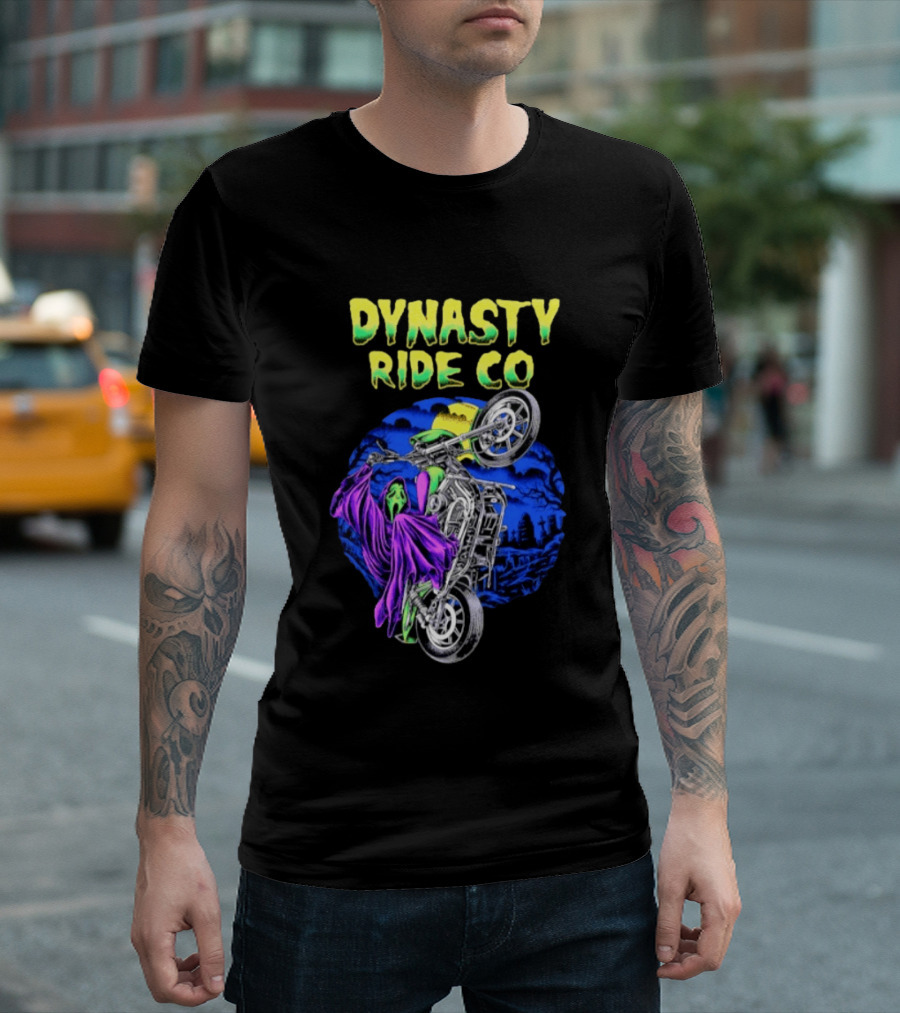 Dynasty Ride Co Ghostface 2026 Halloween Motorcycle Adventure T-Shirt