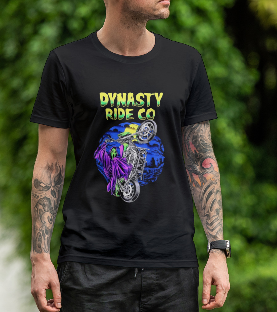 Dynasty Ride Co Ghostface 2026 Halloween Motorcycle Adventure T-Shirt