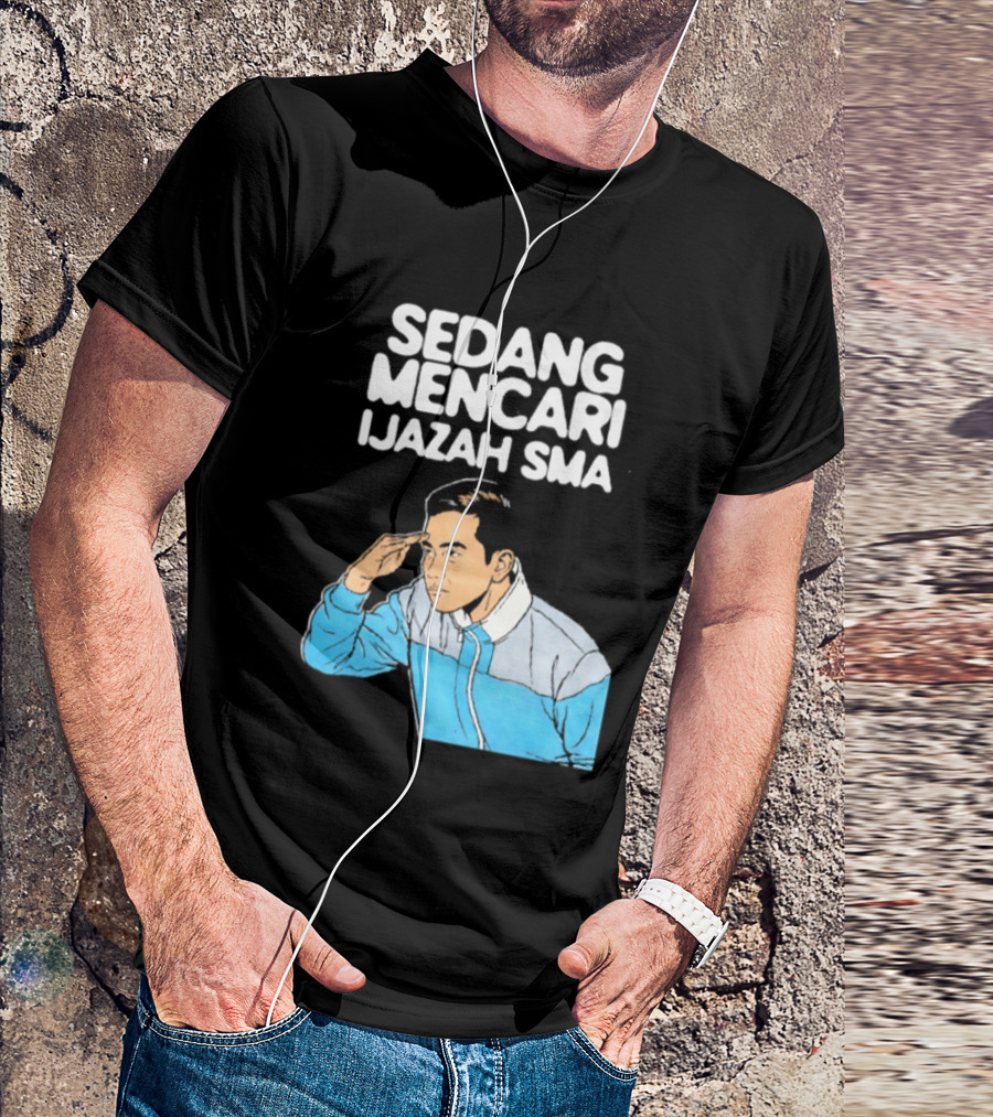Sedang Mencari Ijazah SMA Man In Blue Jacket Visual T-Shirt