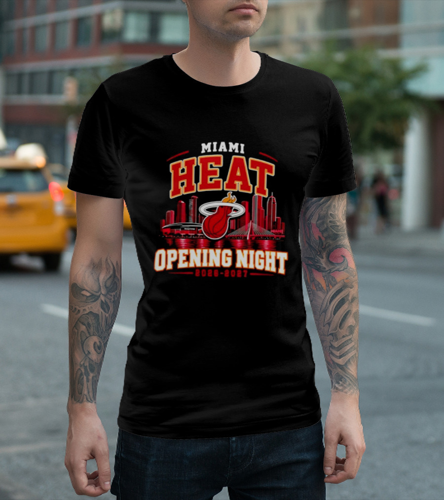 Miami Heat Opening Night 2026 2027 City Skyline T-Shirt