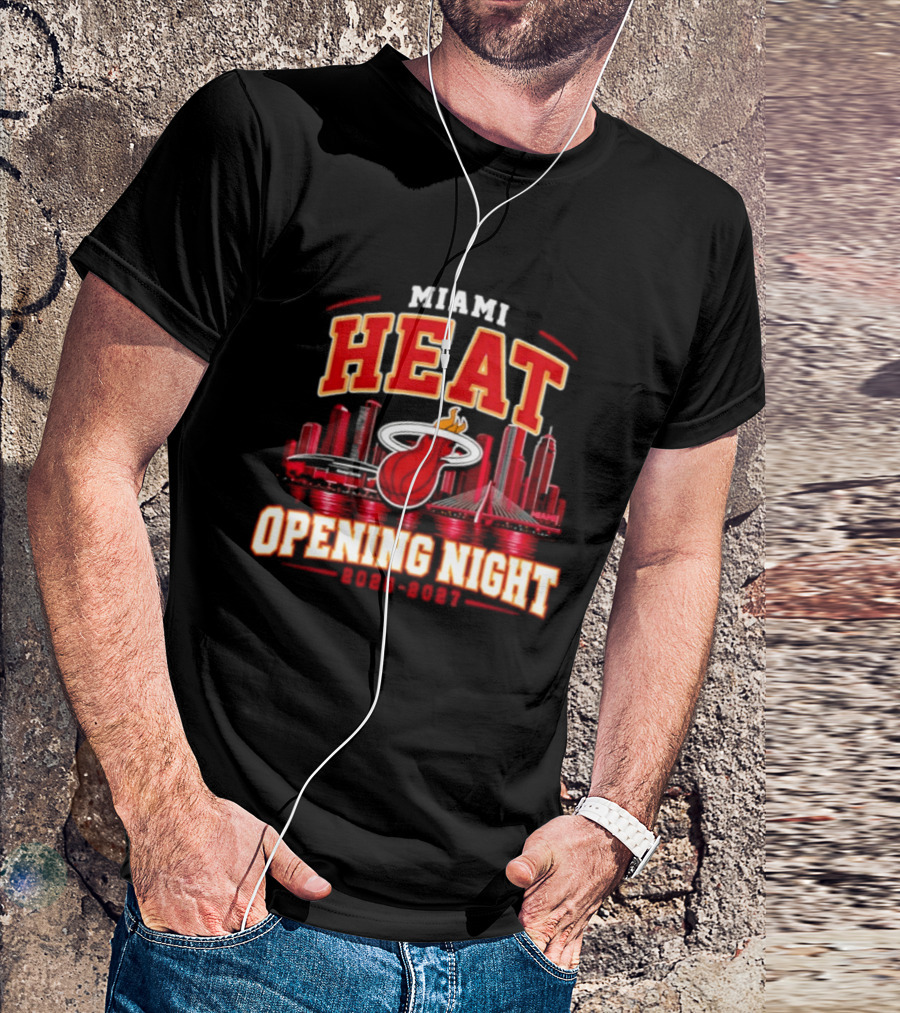 Miami Heat Opening Night 2026 2027 City Skyline T-Shirt