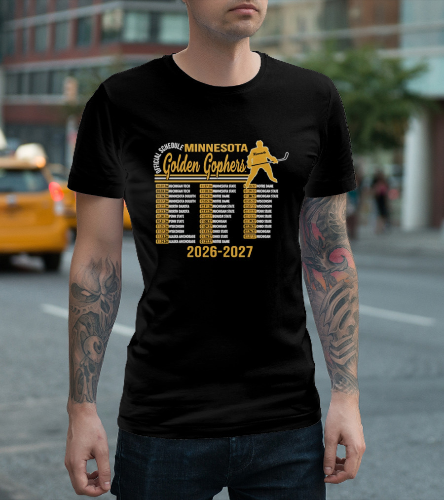 Minnesota Golden Gophers Ice Hockey Schedule 2026 2027 Player Highlights T-Shirt