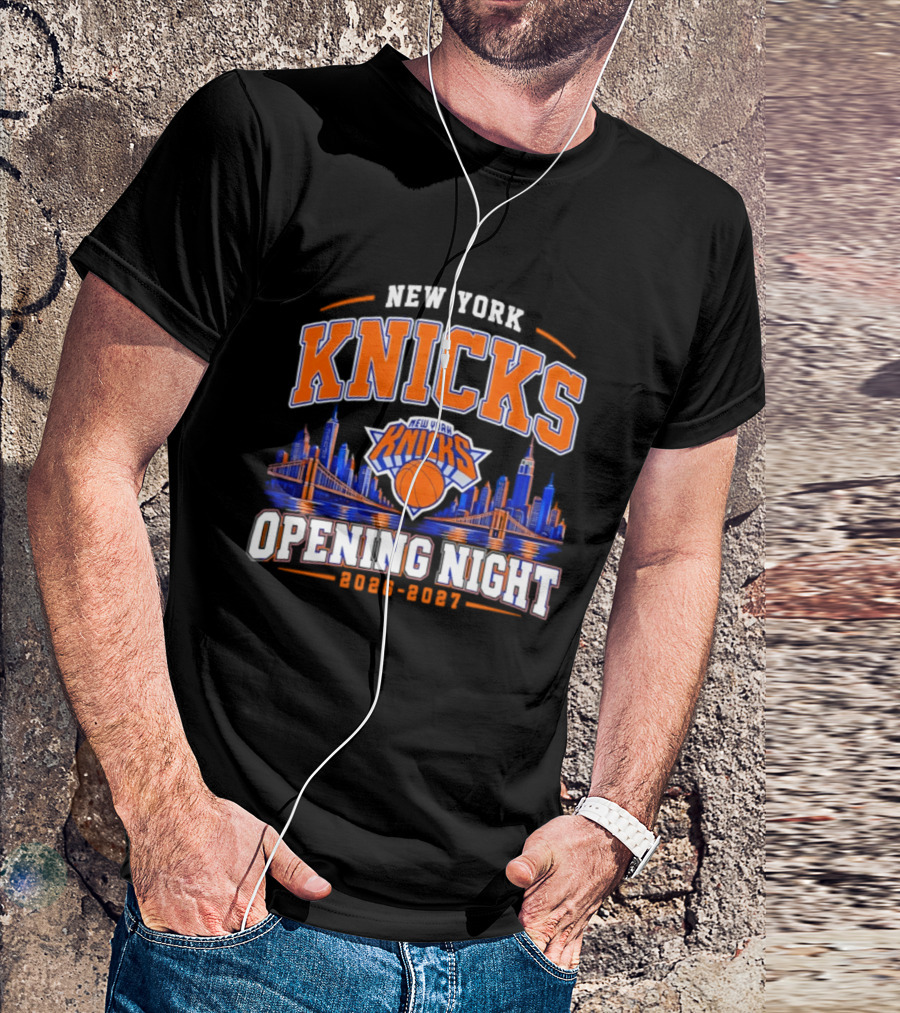 New York Knicks 2026 2027 Opening Night Basketball City Skyline T-Shirt