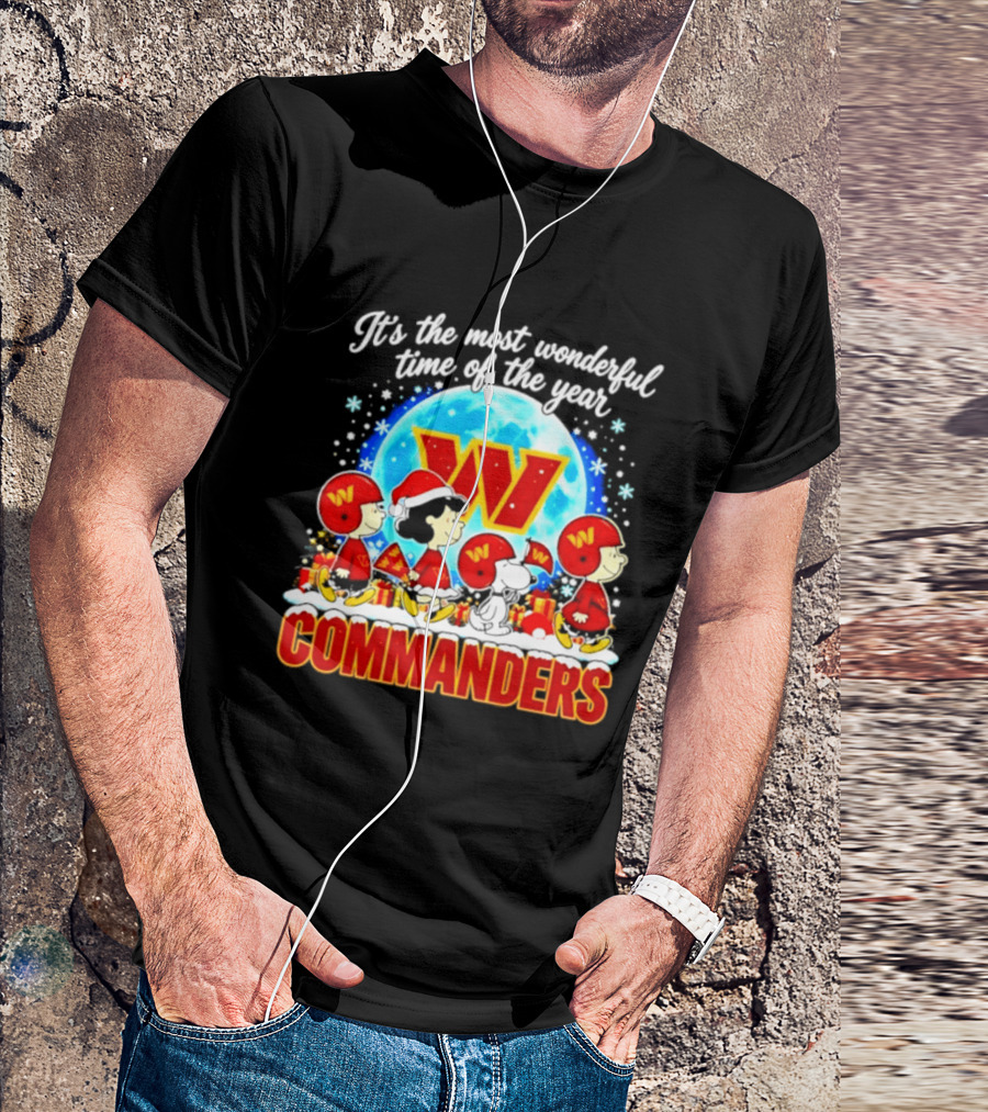 Peanuts Washington Commanders 2026 Christmas It's The Most Wonderful Time Of The Year T-Shirt