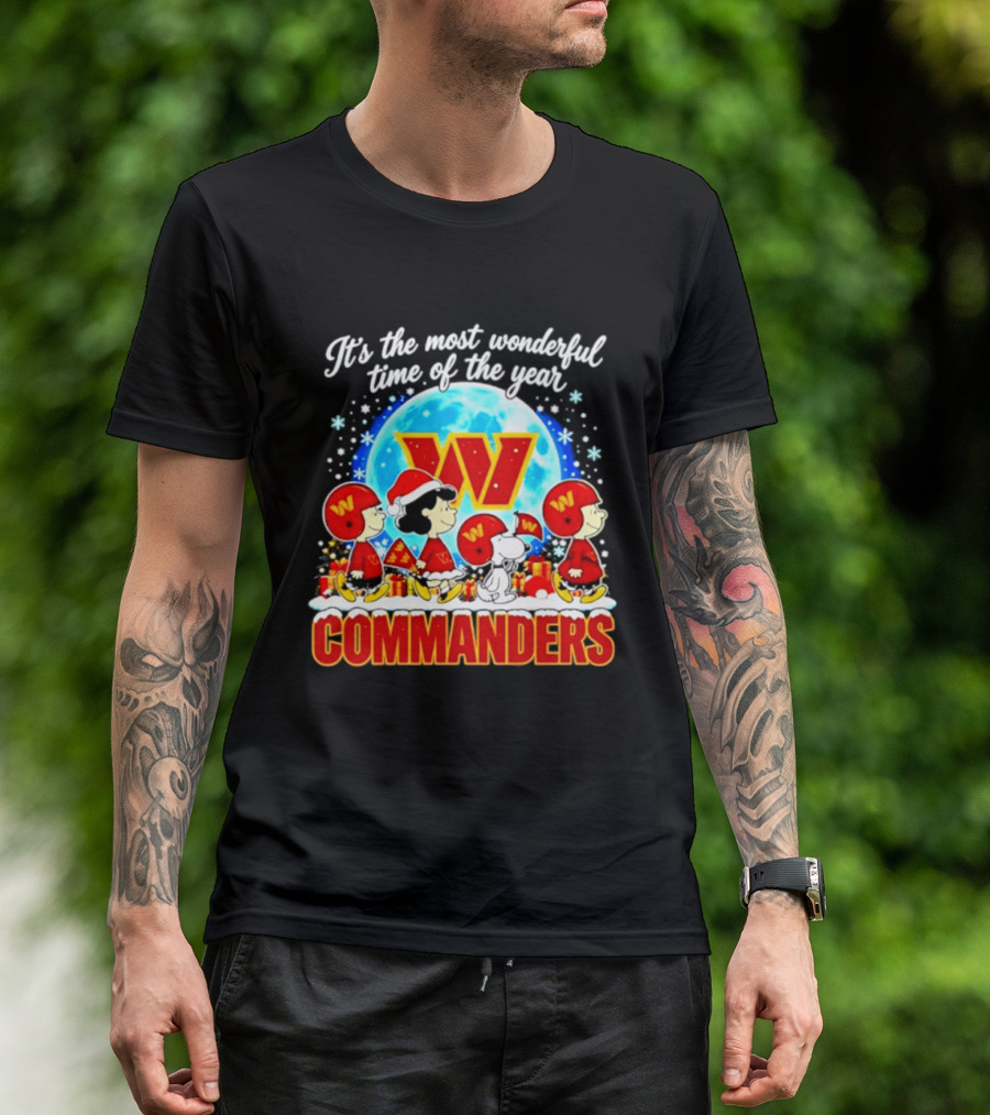 Peanuts Washington Commanders 2026 Christmas It's The Most Wonderful Time Of The Year T-Shirt