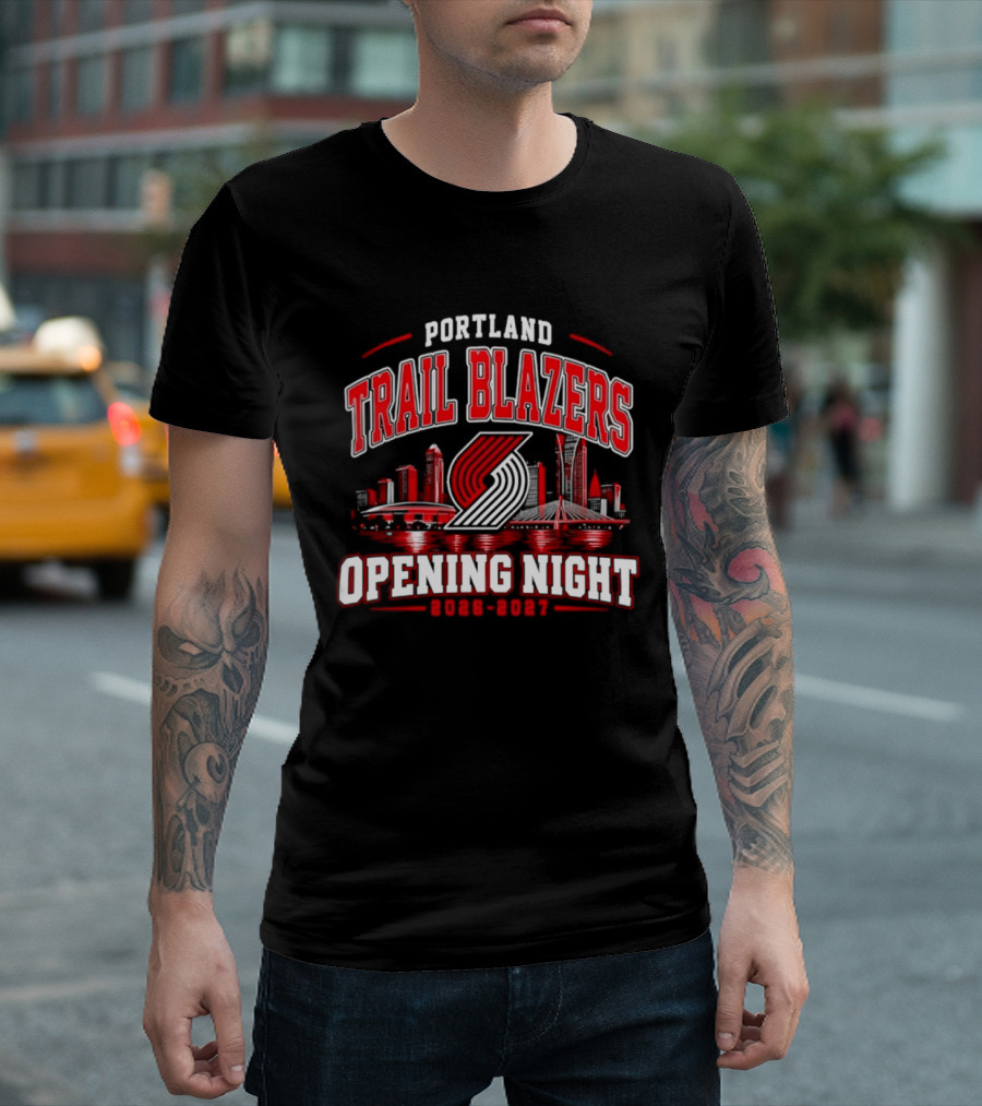Portland Trail Blazers Opening Night 2026 2027 City Skyline T-Shirt