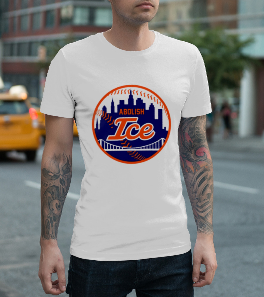 Abolish ICE New York Mets Baseball Fan City Skyline T-Shirt