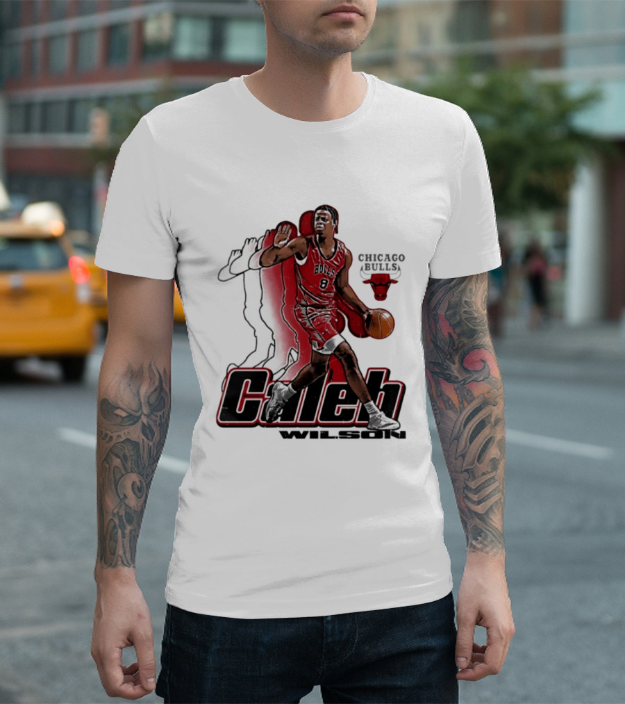 Caleb Wilson 8 Chicago Bulls Basketball Pose T-Shirt