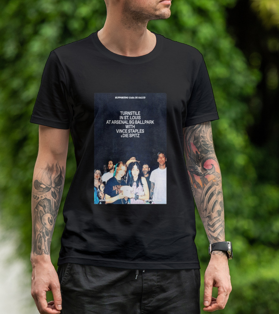 Turnstile St. Louis Arsenal BG Ballpark Vince Staples Die Spitz October 2026 Supporting Casa De Salud Missouri T-Shirt