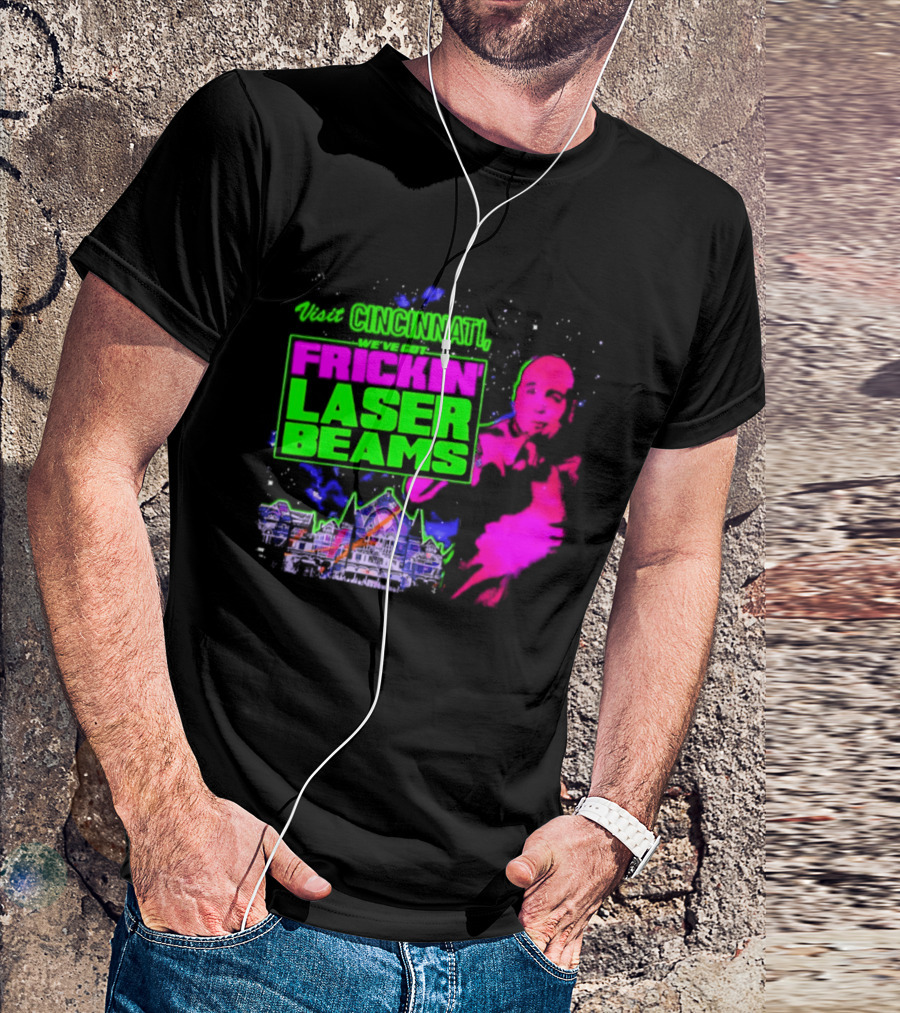 Visit Cincinnati Frickin' Laser Beams Retro Neon T-Shirt
