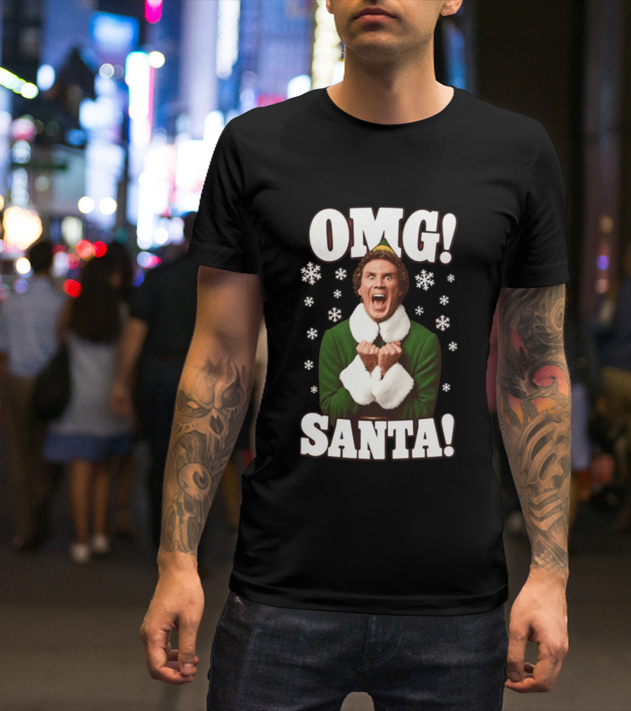 OMG Santa Will Ferrell Christmas Elf Snowflakes T-Shirt