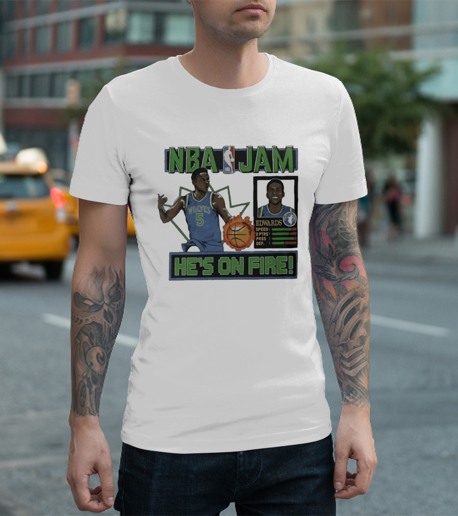 NBA Jam Wolves Edwards He's On Fire 2026 T-Shirt