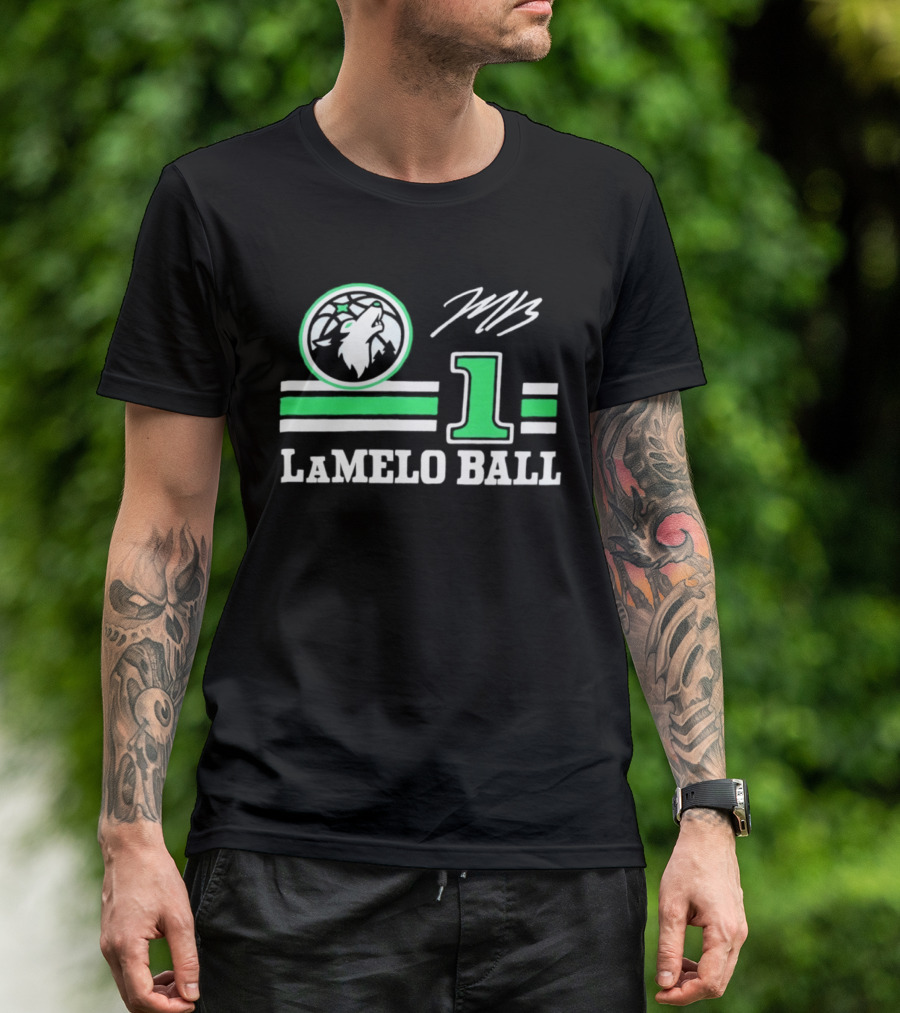 LaMelo Ball 1 Timberwolves Logo MB Signature NBA Basketball T-Shirt