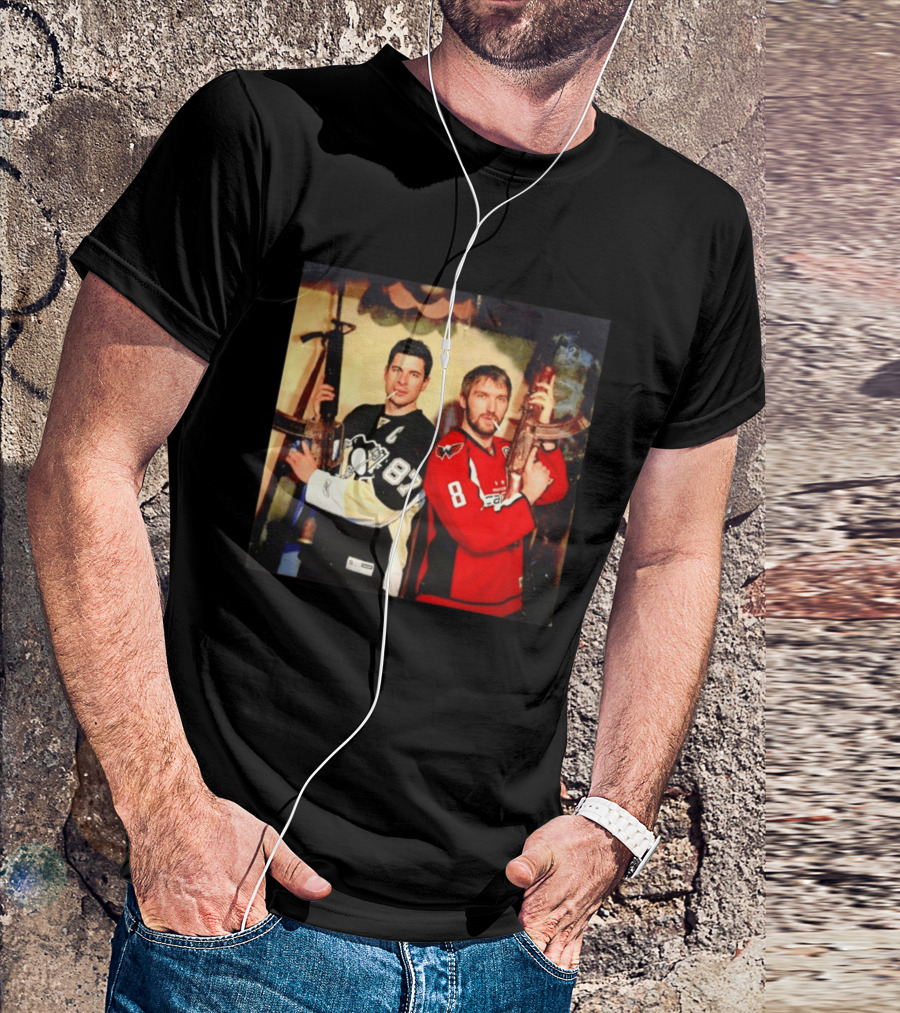 Legend Hockey Alex Ovechkin Sidney Crosby Cigar Guns Penguins Capitals T-Shirt