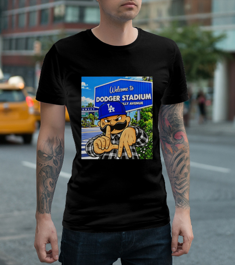 Welcome To Dodger Stadium Sunset Billy Avenue LA Dodgers Cholo T-Shirt