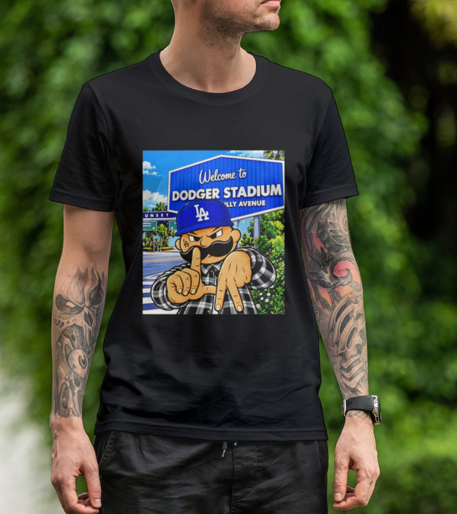 Welcome To Dodger Stadium Sunset Billy Avenue LA Dodgers Cholo T-Shirt