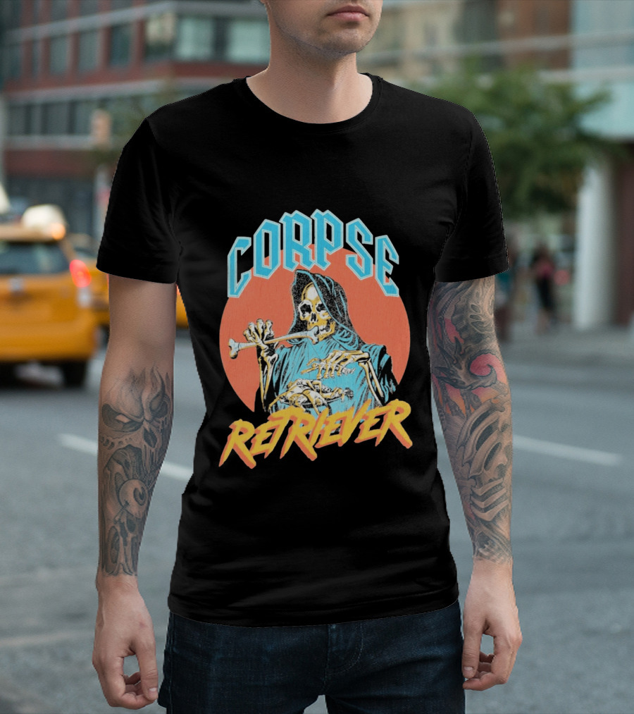 Corpse Retriever Skeleton With Hood And Bone T-Shirt