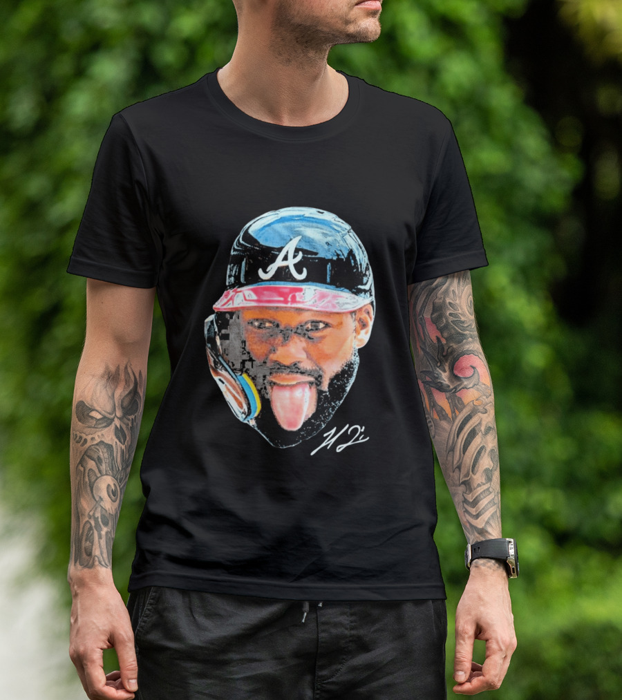 Michael Harris II Atlanta Braves Big Head Icon Signature T-Shirt