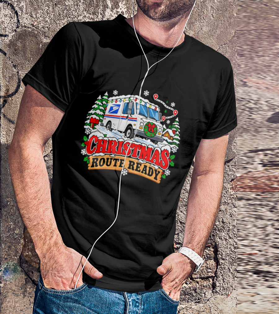 USPS Christmas Route Ready 2026 Delivery Truck Holiday Season T-Shirt