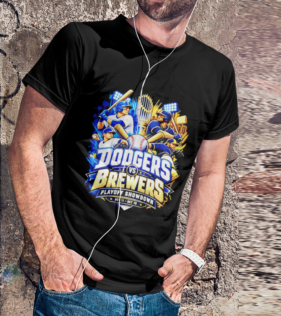 Dodgers Vs Brewers Playoff Showdown Oct 11 19 2026 T-Shirt