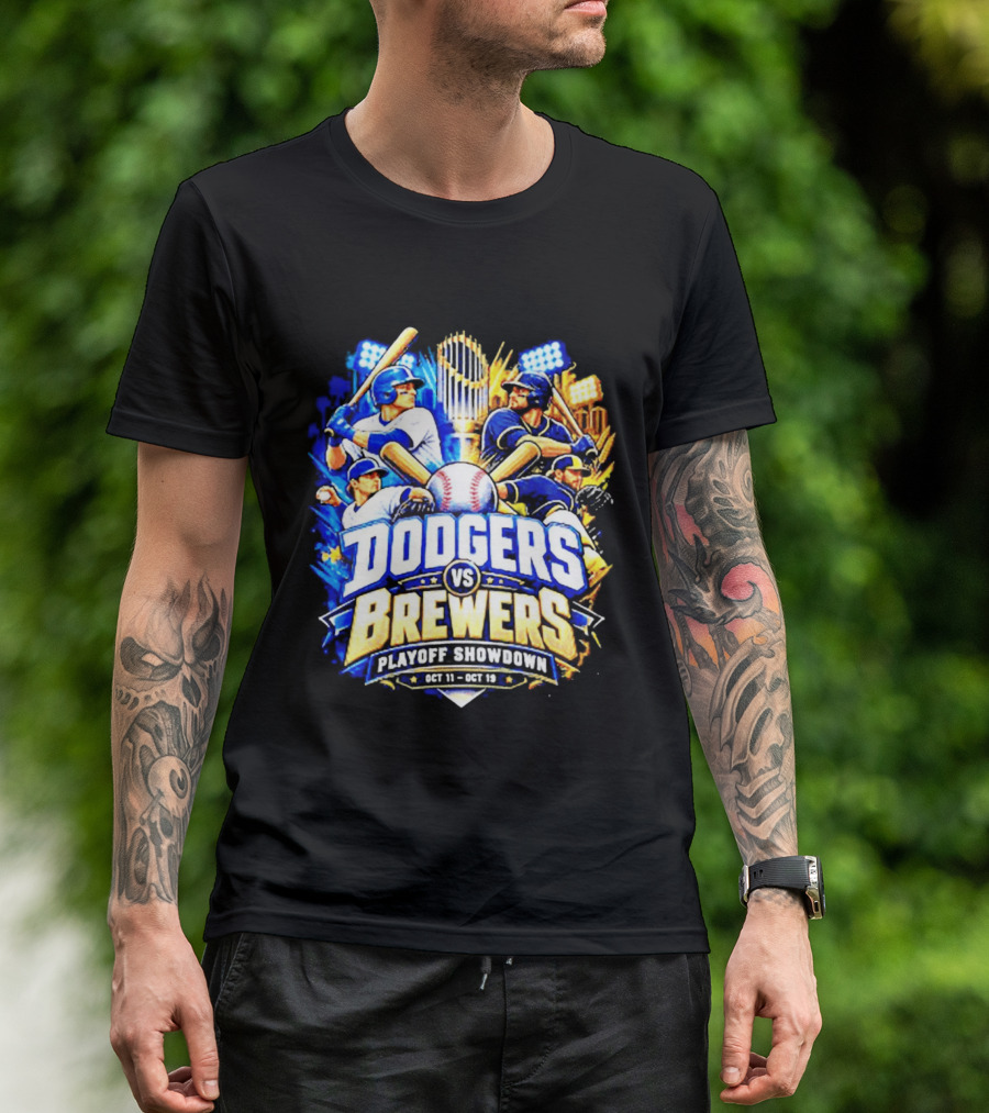 Dodgers Vs Brewers Playoff Showdown Oct 11 19 2026 T-Shirt