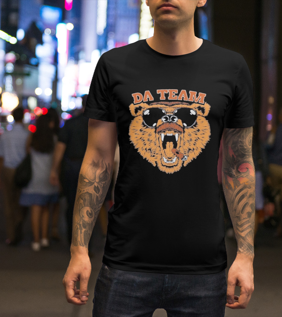 Chicago Bears Da Team Rip Da Coach Sunglasses Cigar Bear Face T-Shirt