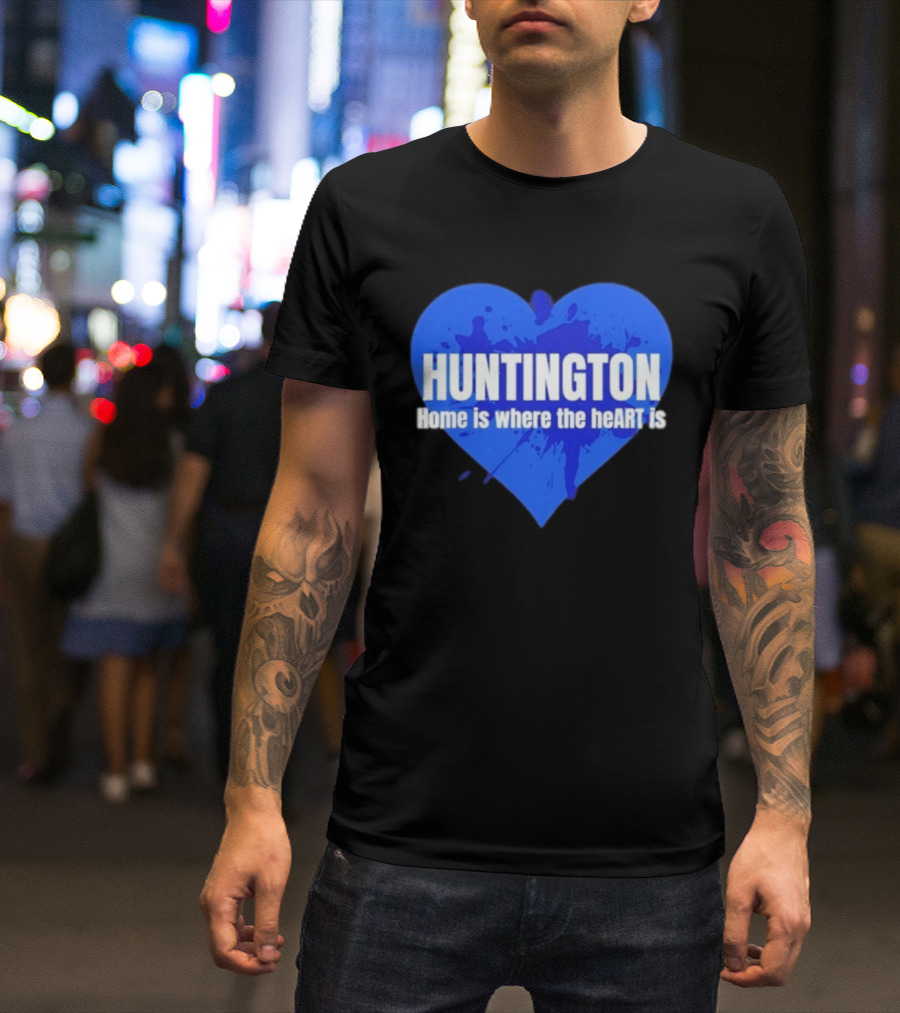Huntington Home Is Where The Heart Is Blue Paint Splatter T-Shirt