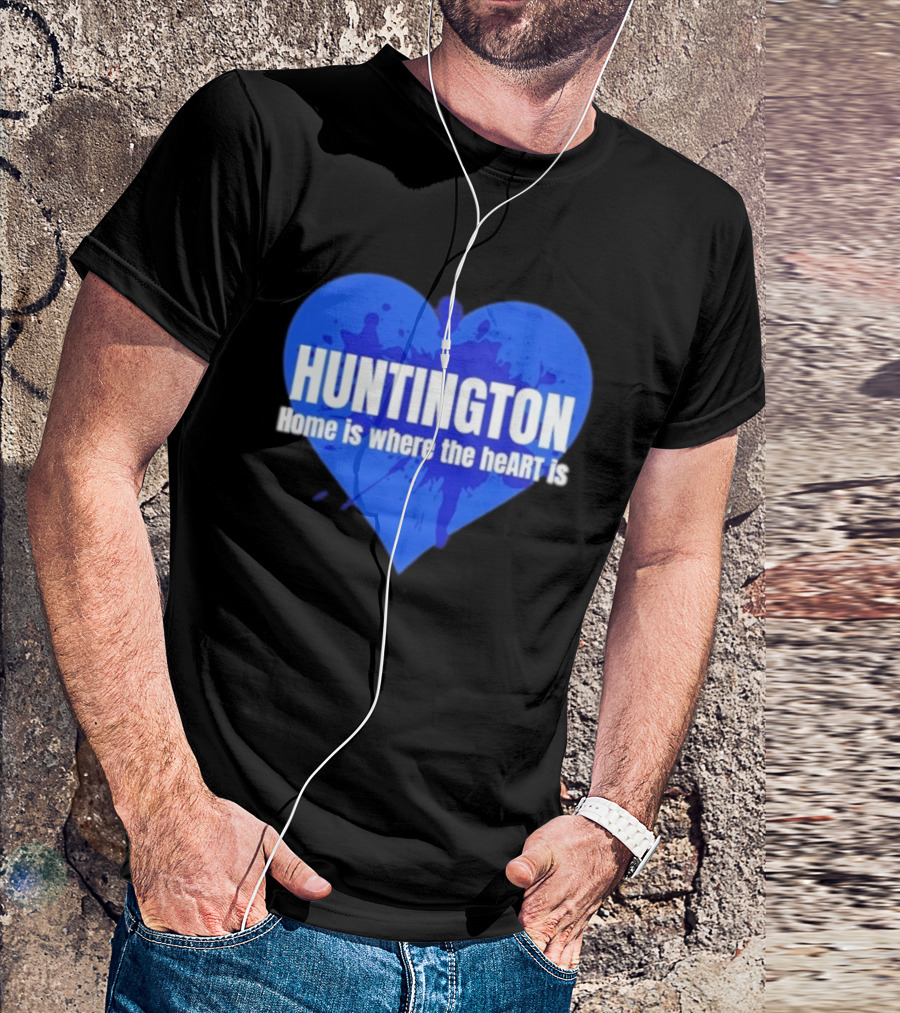 Huntington Home Is Where The Heart Is Blue Paint Splatter T-Shirt