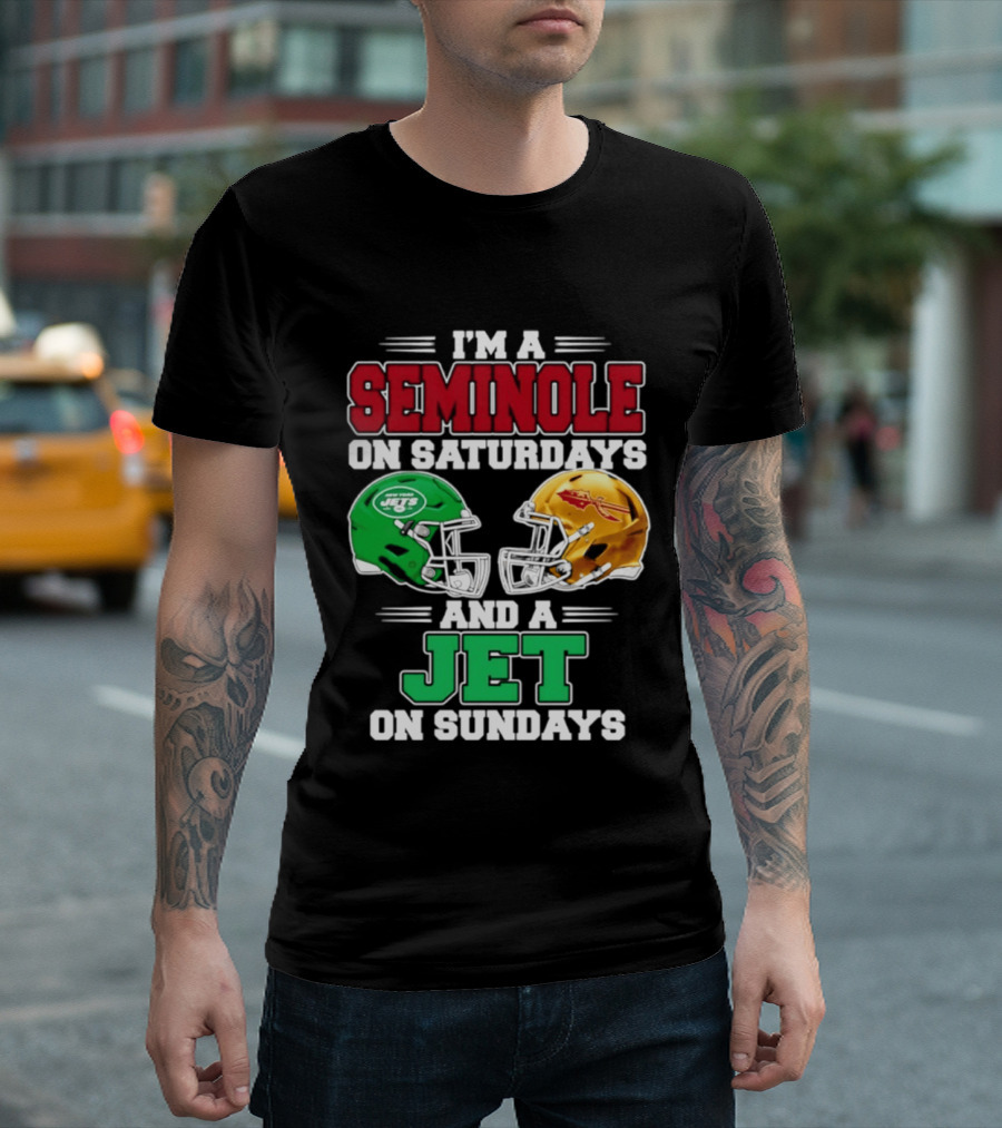 I'm A Seminole On Saturdays And A Jet On Sundays Football Helmets T-Shirt